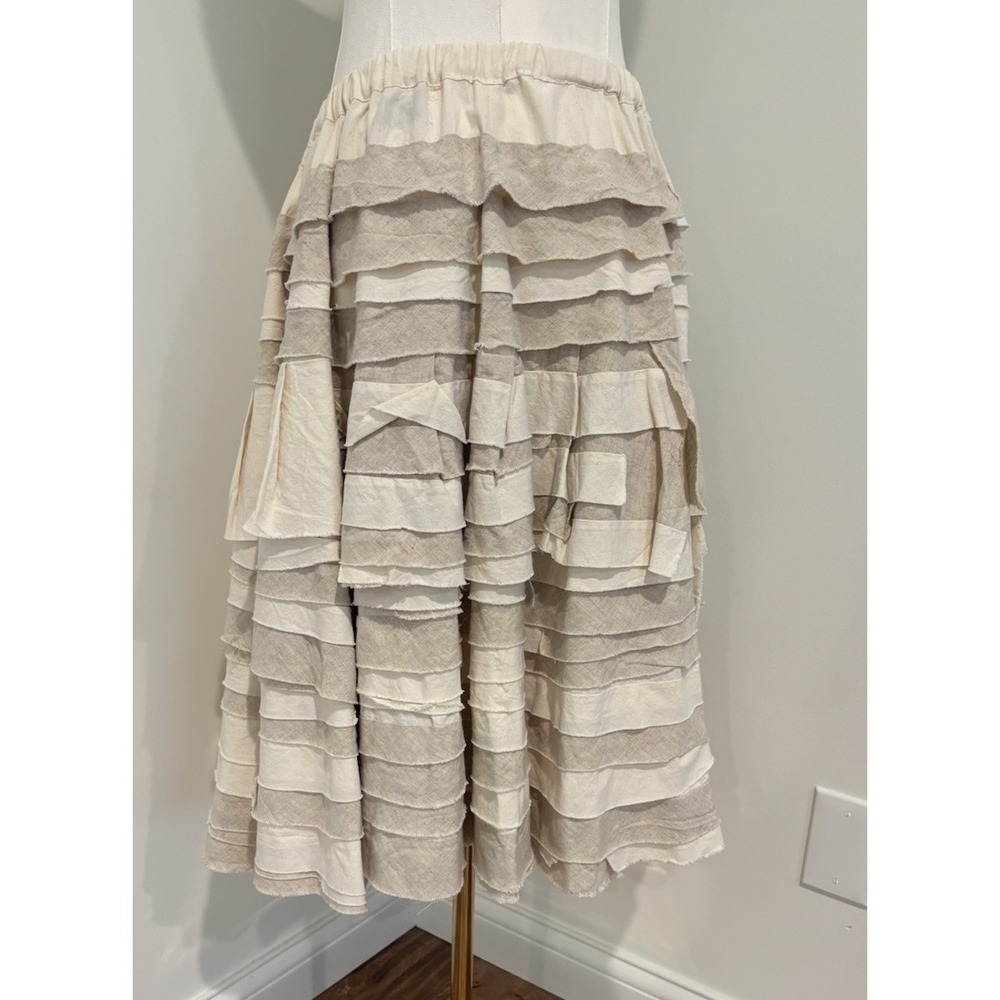 Ivan Grundahl Women's Beige Linen Cotton Tiered Skirt Lagenlook Sz 38 US 8 M